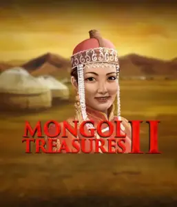 Discover the rich heritage of Mongolia with Mongol Treasures 2 slot by Endorphina, highlighting a beautiful Mongolian woman clothed in traditional attire against a sunset-lit Mongolian steppe backdrop. This image evokes the essence of Mongolian tradition, offering a memorable visual adventure. 